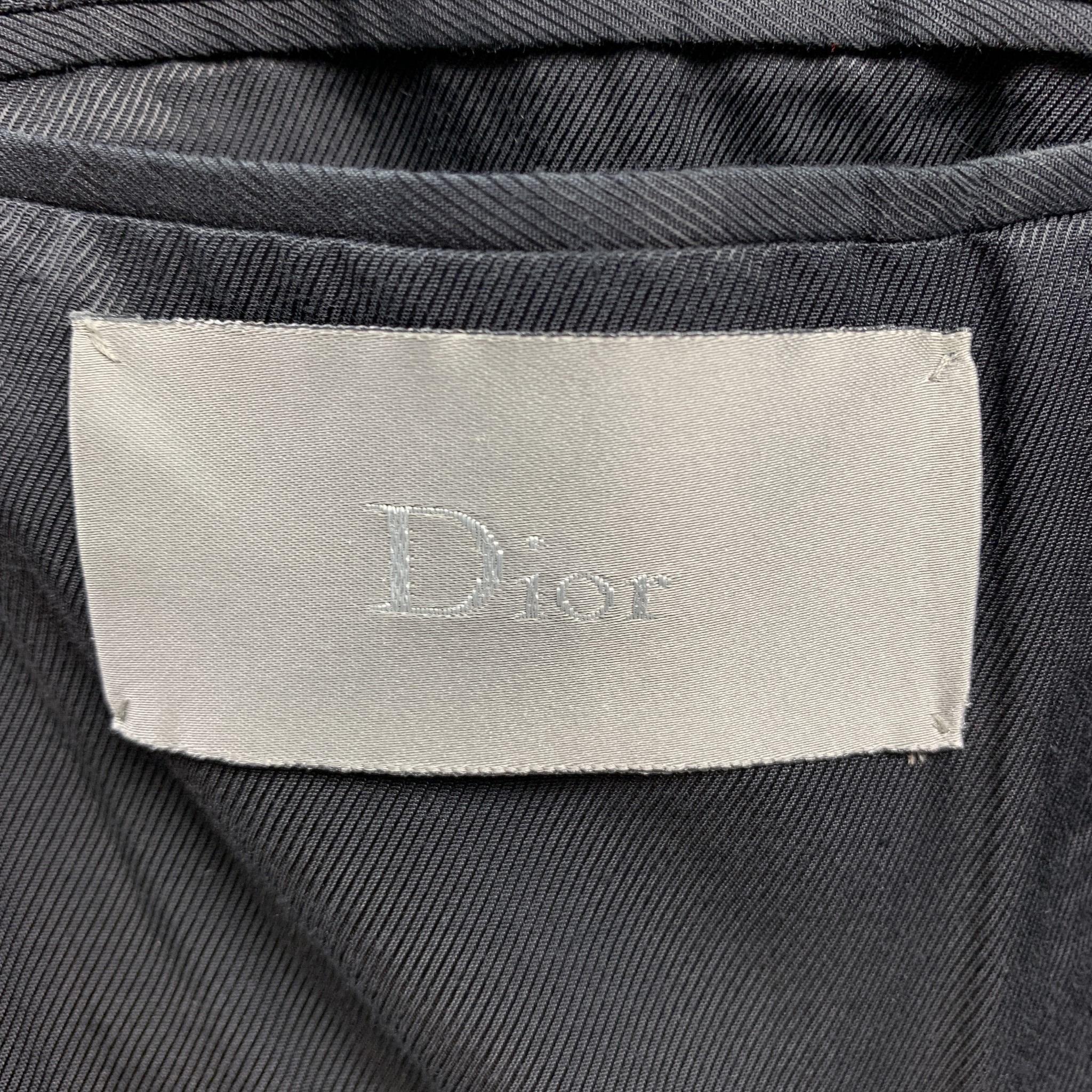 DIOR HOMME Size 36 Black & Grey Wool / Polyamide Peak Lapel Coat 3