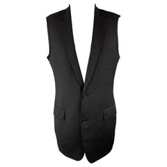 DIOR HOMME Size 38 Black Wool Notch Lapel Sport Coat Vest