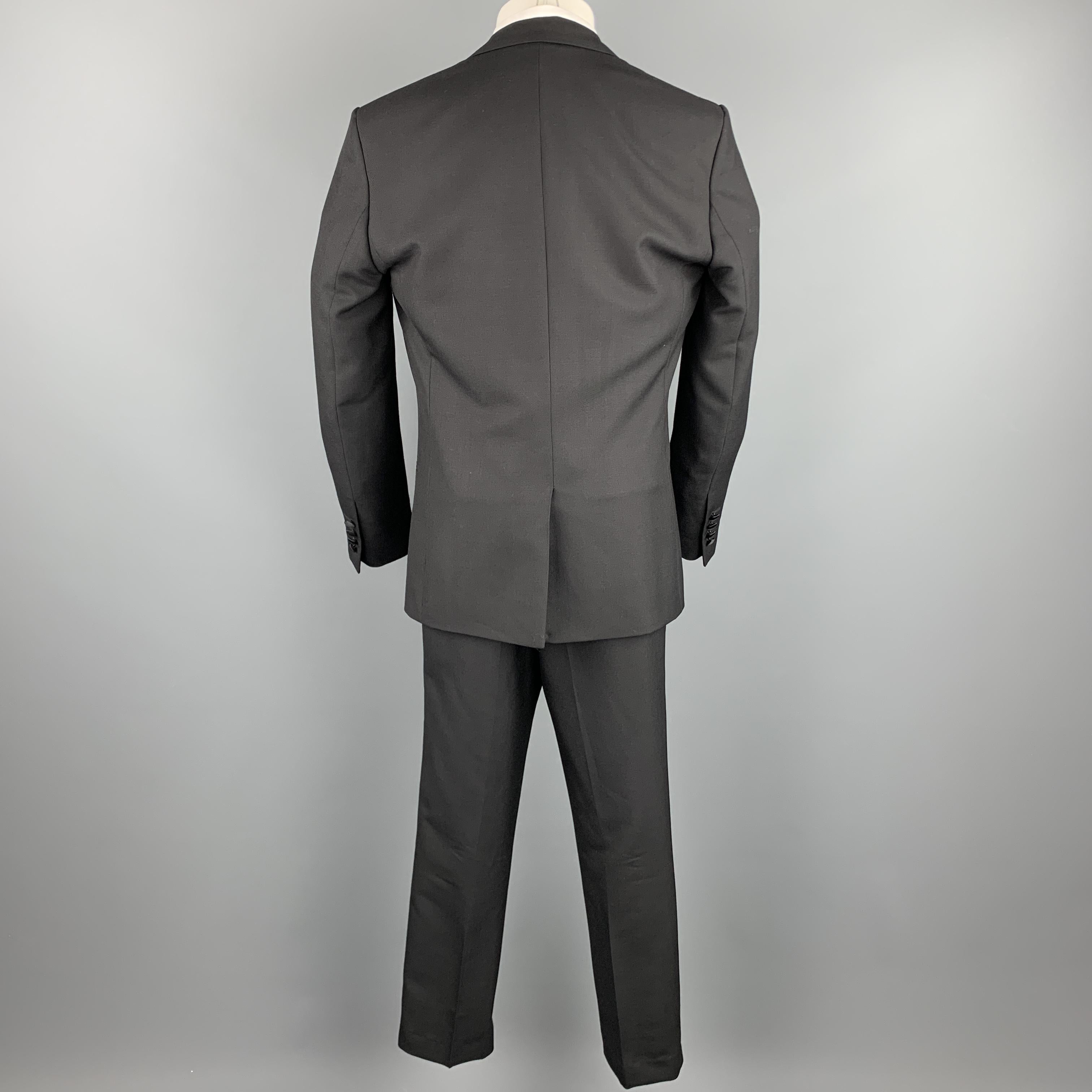 Men's DIOR HOMME Size 40 Black Wool / Mohair Peak Lapel 3 Piece Tuxedo