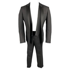 DIOR HOMME Size 40 Black Wool / Mohair Peak Lapel 3 Piece Tuxedo