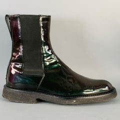 DIOR HOMME Size 8 Black Iridescent Leather Crepe Sole Chelsea Boots