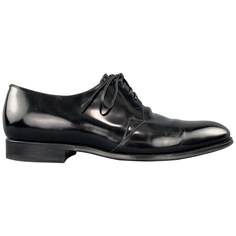 DIOR HOMME Size 8 Black Pointed Leather Lace Up Derby Dress Shoes at ...