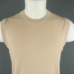 DIOR HOMME Size M Beige Wool Blend Knit Crew-Neck Vest Top