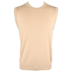 DIOR HOMME Size M Beige Wool Blend Knit Crew-Neck Vest Top
