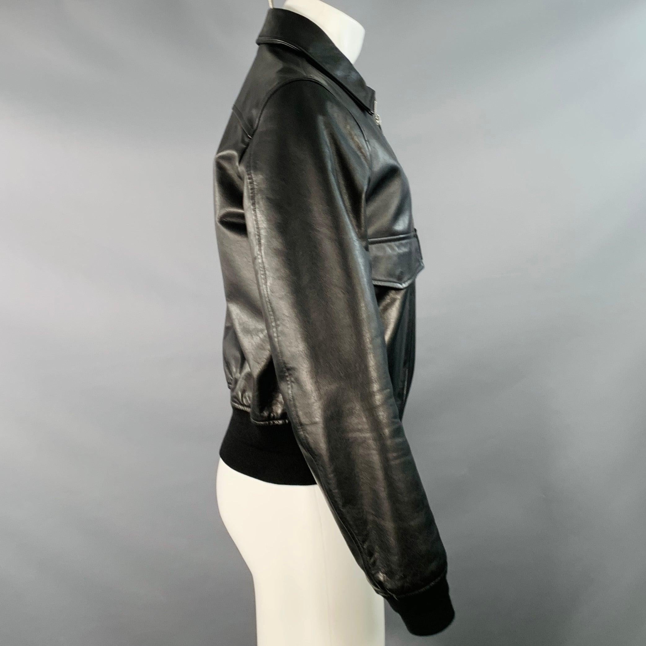 Nero Dior Homme Taglia M Giacca bomber in pelle nera con due tasche in vendita