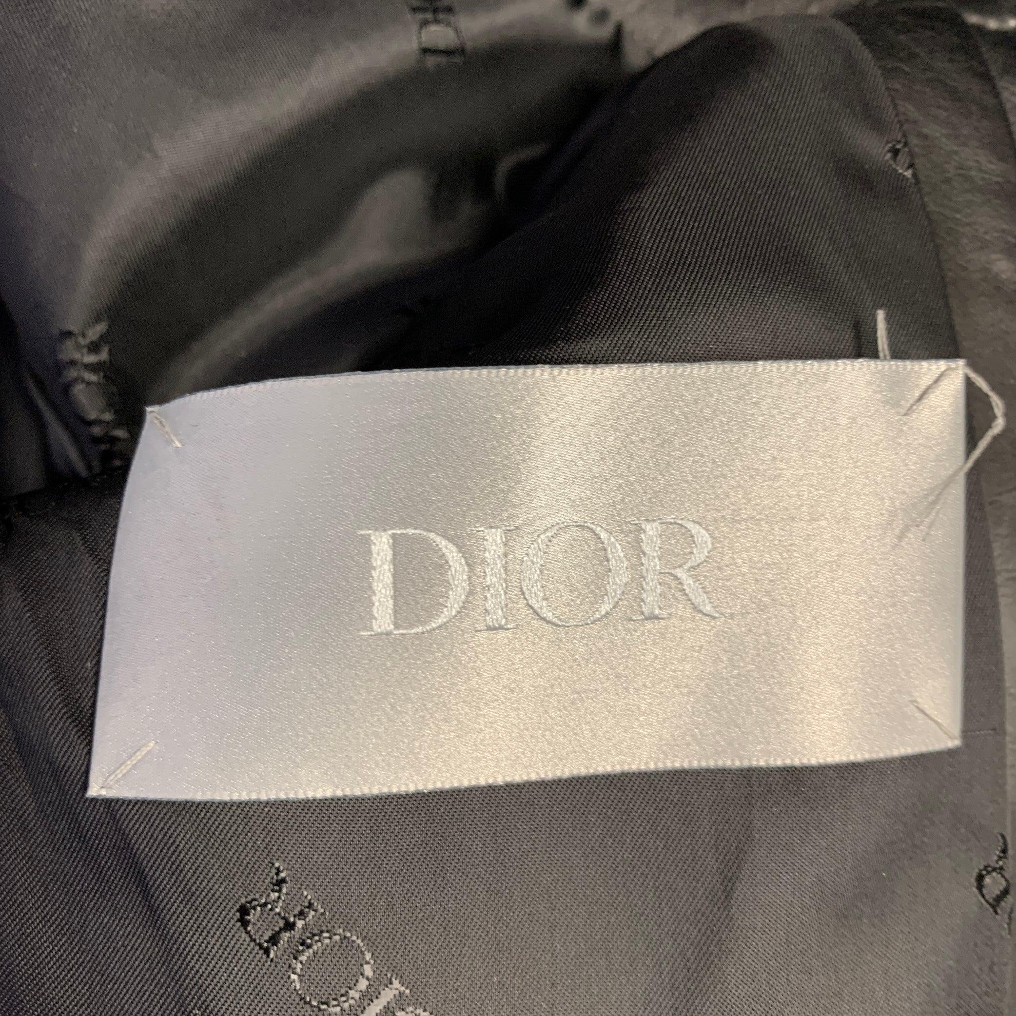 Uomo Dior Homme Taglia M Giacca bomber in pelle nera con due tasche in vendita