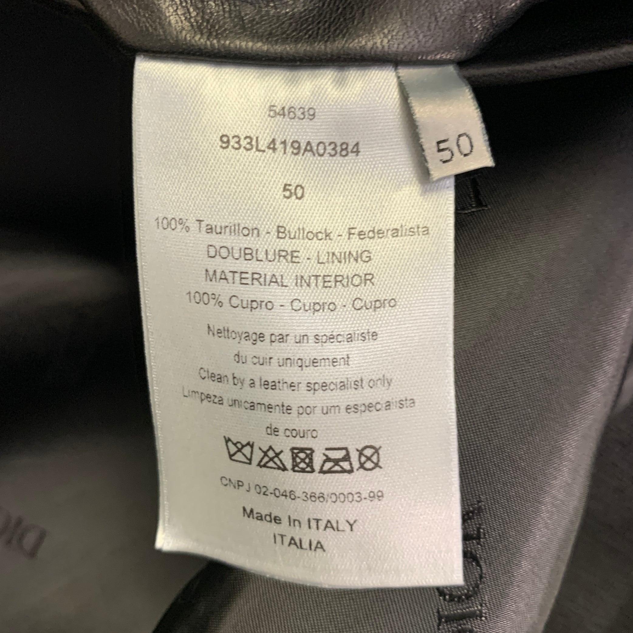 Dior Homme Taglia M Giacca bomber in pelle nera con due tasche in vendita 2