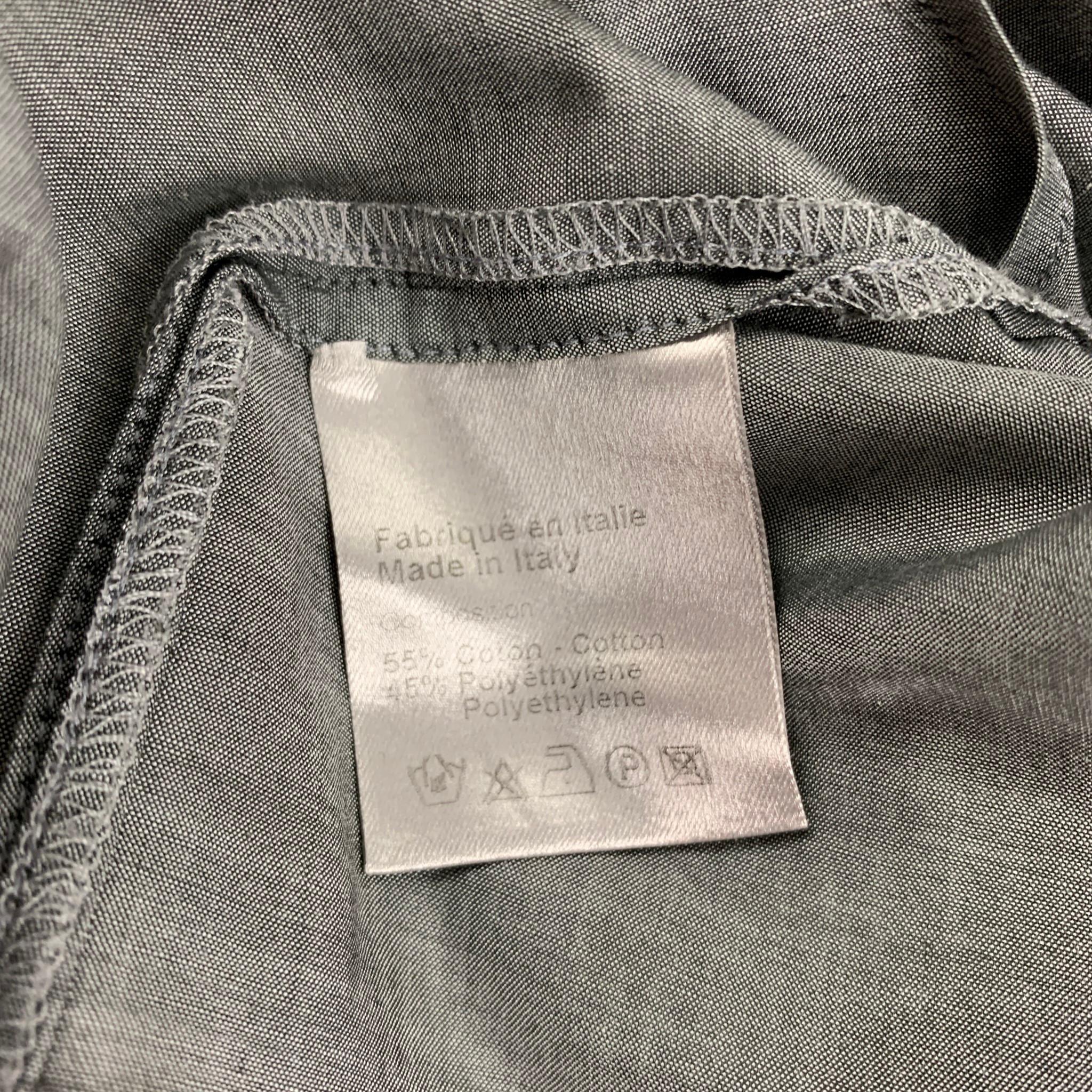 DIOR HOMME Size M Gray Cotton Polyurethane Epaulettes Short Sleeve Shirt In Good Condition In San Francisco, CA