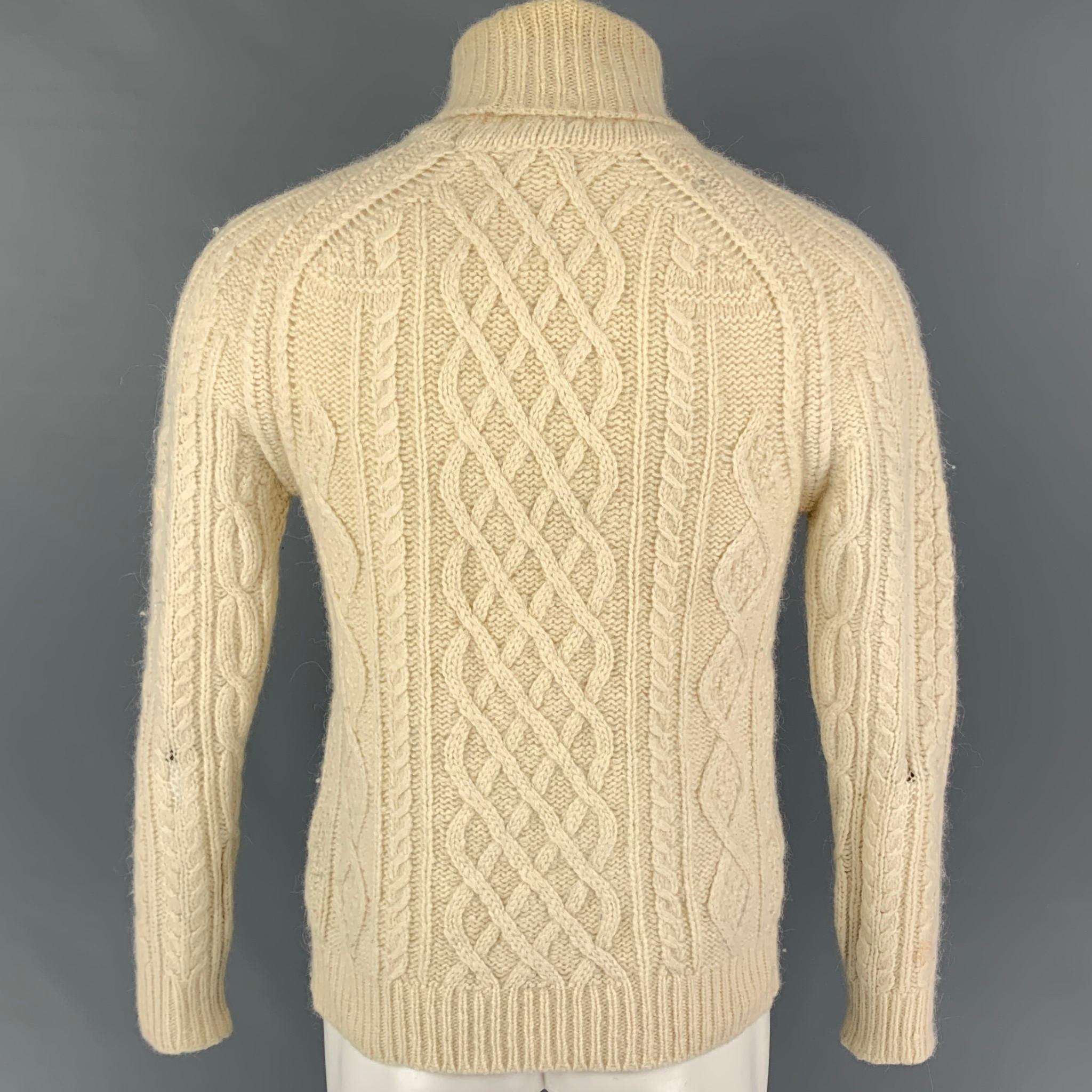 DIOR HOMME Size S Cream Knit Alpaca Blend Turtleneck Sweater In Good Condition In San Francisco, CA