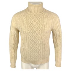 Vintage DIOR HOMME Size S Cream Knit Alpaca Blend Turtleneck Sweater