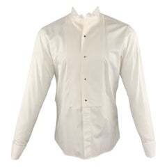 DIOR HOMME Size S White Solid Cotton French Cuff Long Sleeve Shirt