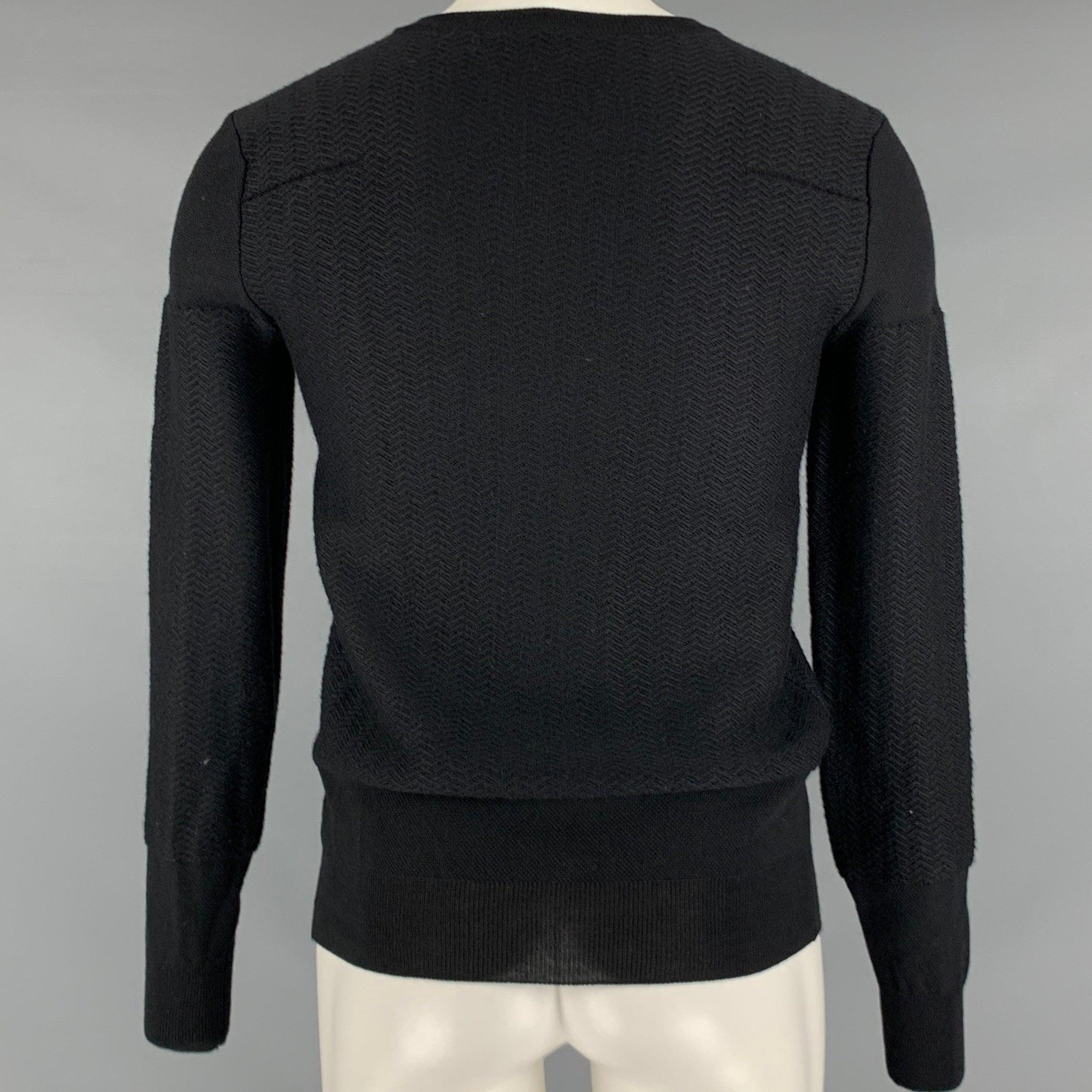 DIOR HOMME Pull à col en V en laine vierge noire, taille XS Pour hommes en vente