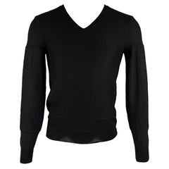 DIOR HOMME Size XS Black Knit Virgin Wool V-Neck Pullover