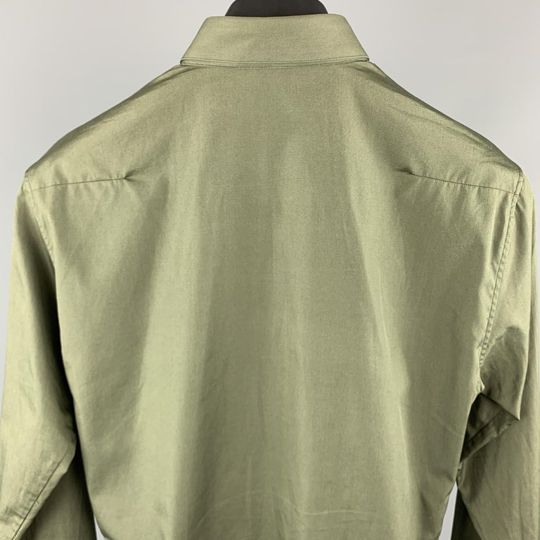 DIOR HOMME Size XS Olive Cotton Button Up Long Sleeve Shirt at 1stDibs