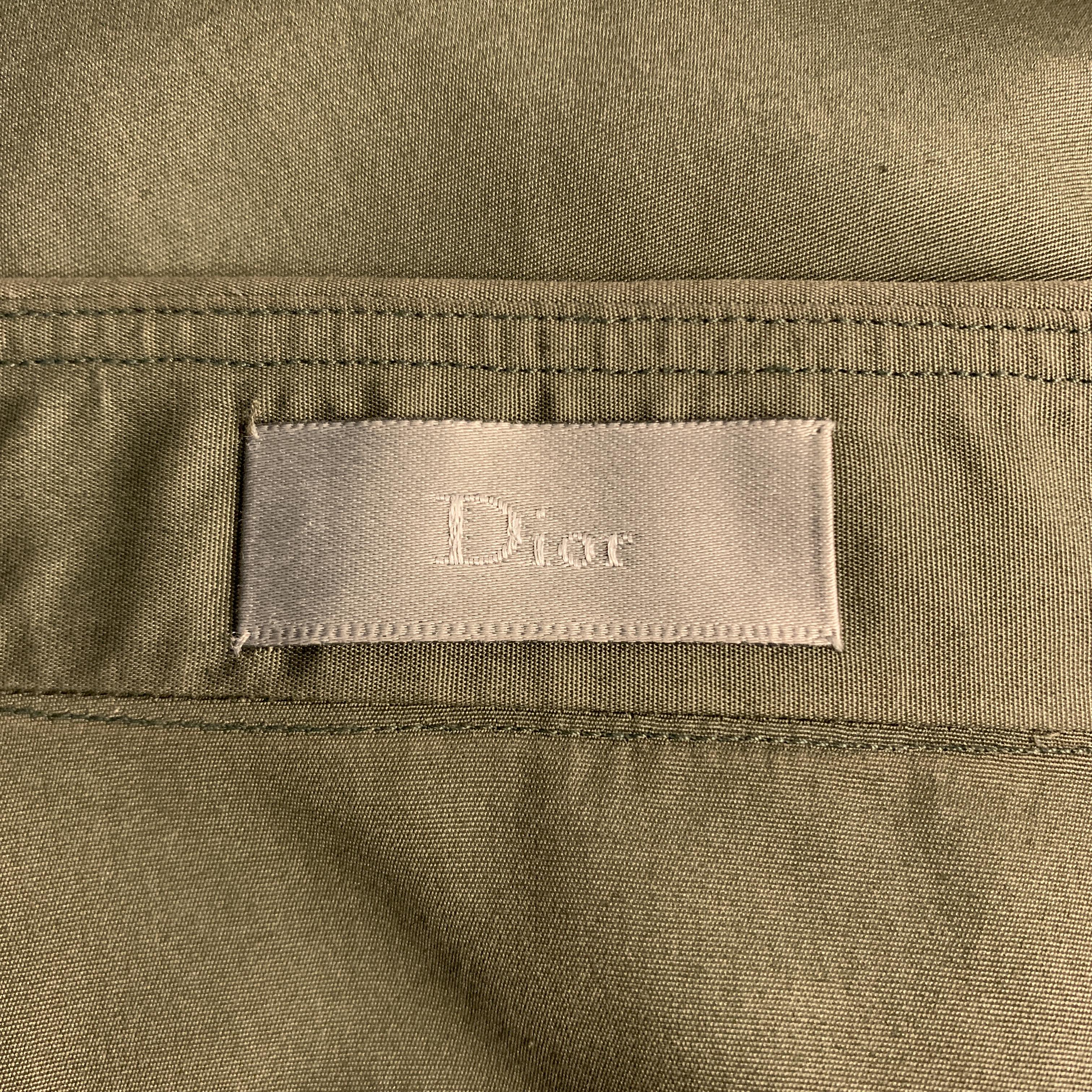 Brown DIOR HOMME Size XS Olive Cotton Button Up Long Sleeve Shirt