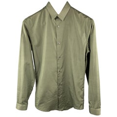 DIOR HOMME Size XS Olive Cotton Button Up Long Sleeve Shirt