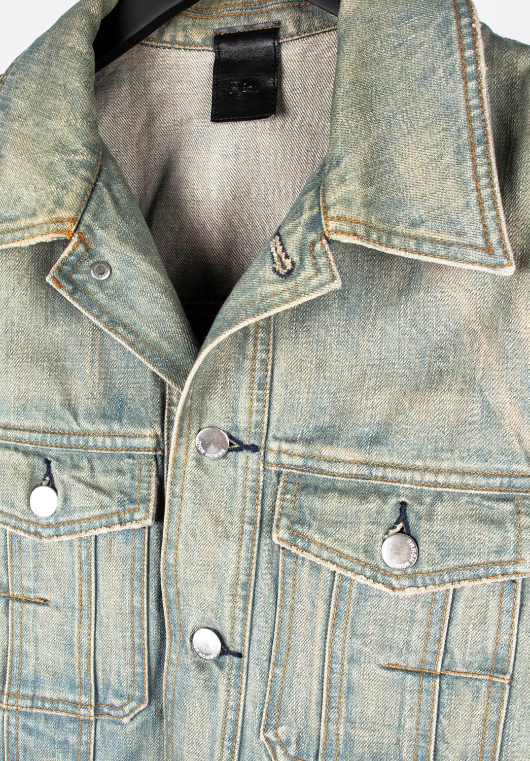 Dior Homme SS04 Chaqueta vaquera colección Strip Hombre Chaqueta Talla 54/Slim Grande Gris
