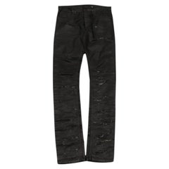 Dior Homme SS04 Strip Wax Denim Size 32x38 Black Distressed Jeans Hedi Thrashed