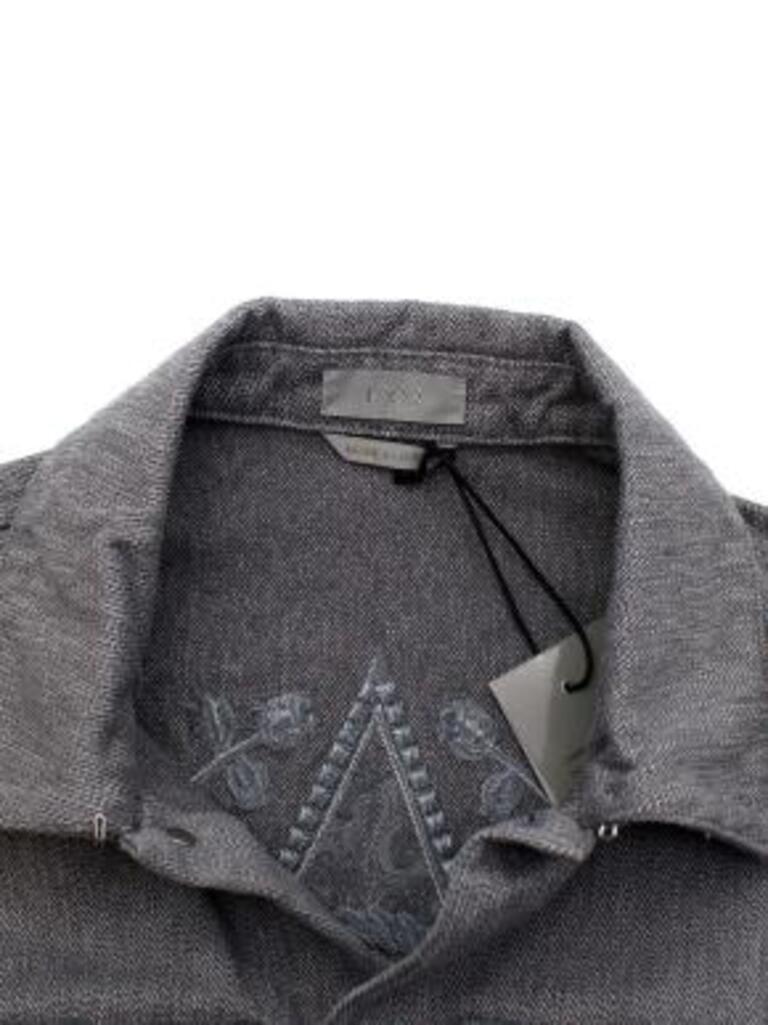Dior Homme Star Embroidered Grey Denim Jacket For Sale 3