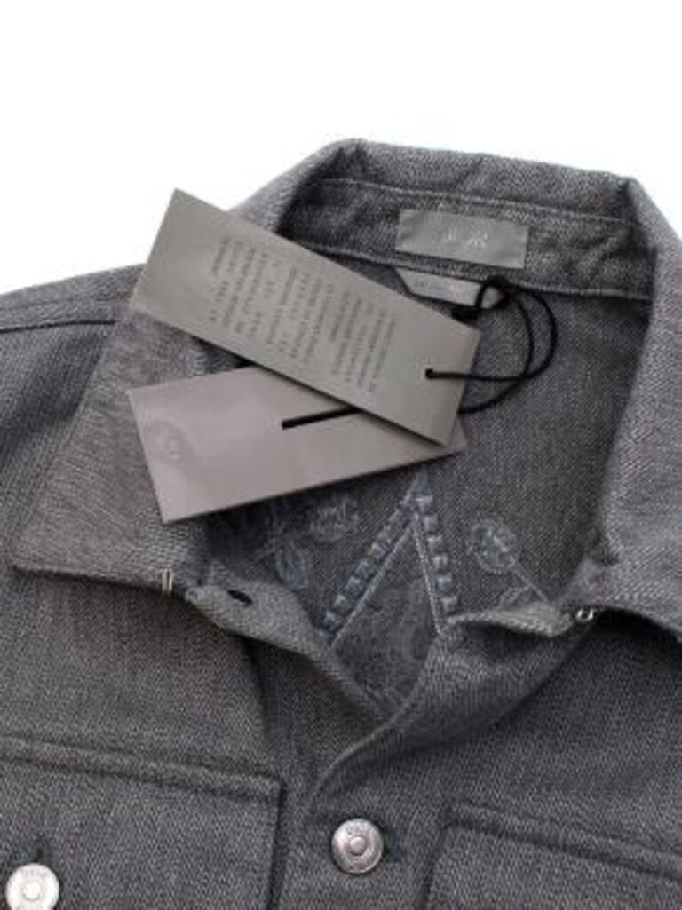 Dior Homme Star Embroidered Grey Denim Jacket For Sale 4