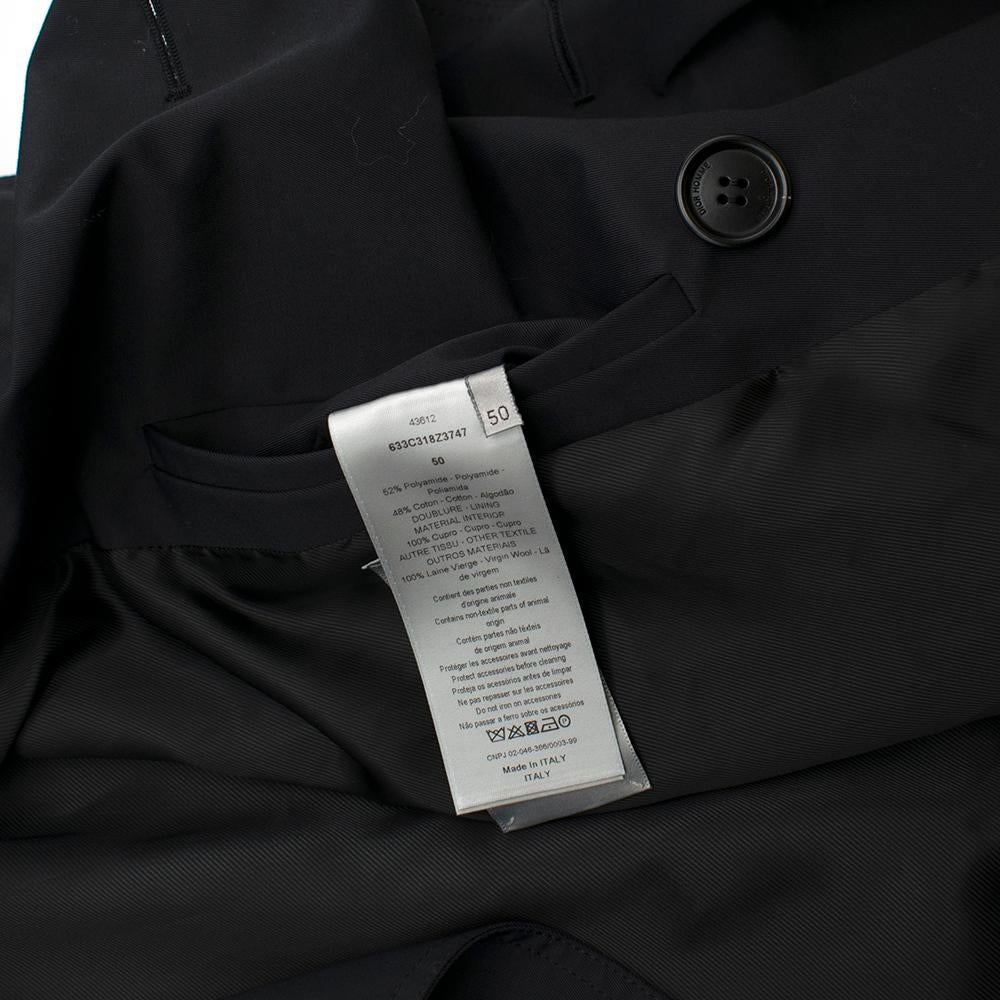 Dior Homme Virgin Wool Black Trench Coat UK 40 For Sale 1