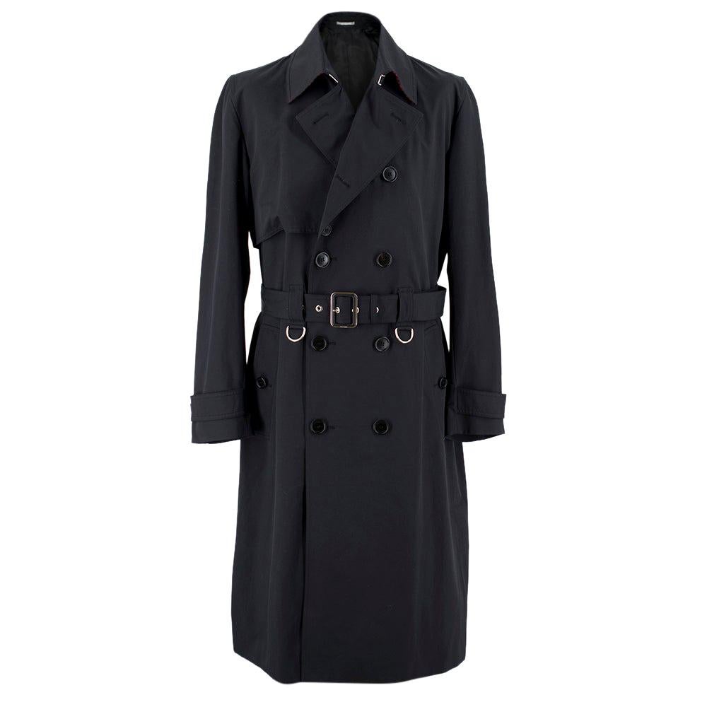 Dior Homme Virgin Wool Black Trench Coat UK 40 For Sale