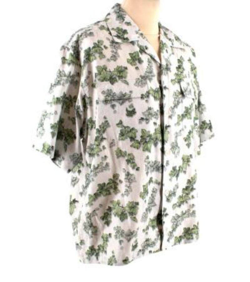 Dior Homme White and Green Floral Print Shirt For Sale at 1stDibs