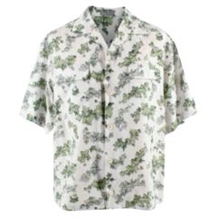Dior Homme White and Green Floral Print Shirt