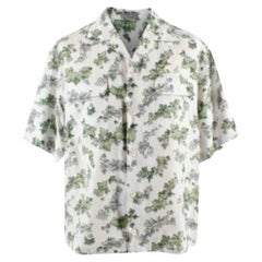 Dior Homme White and Green Floral Print Shirt