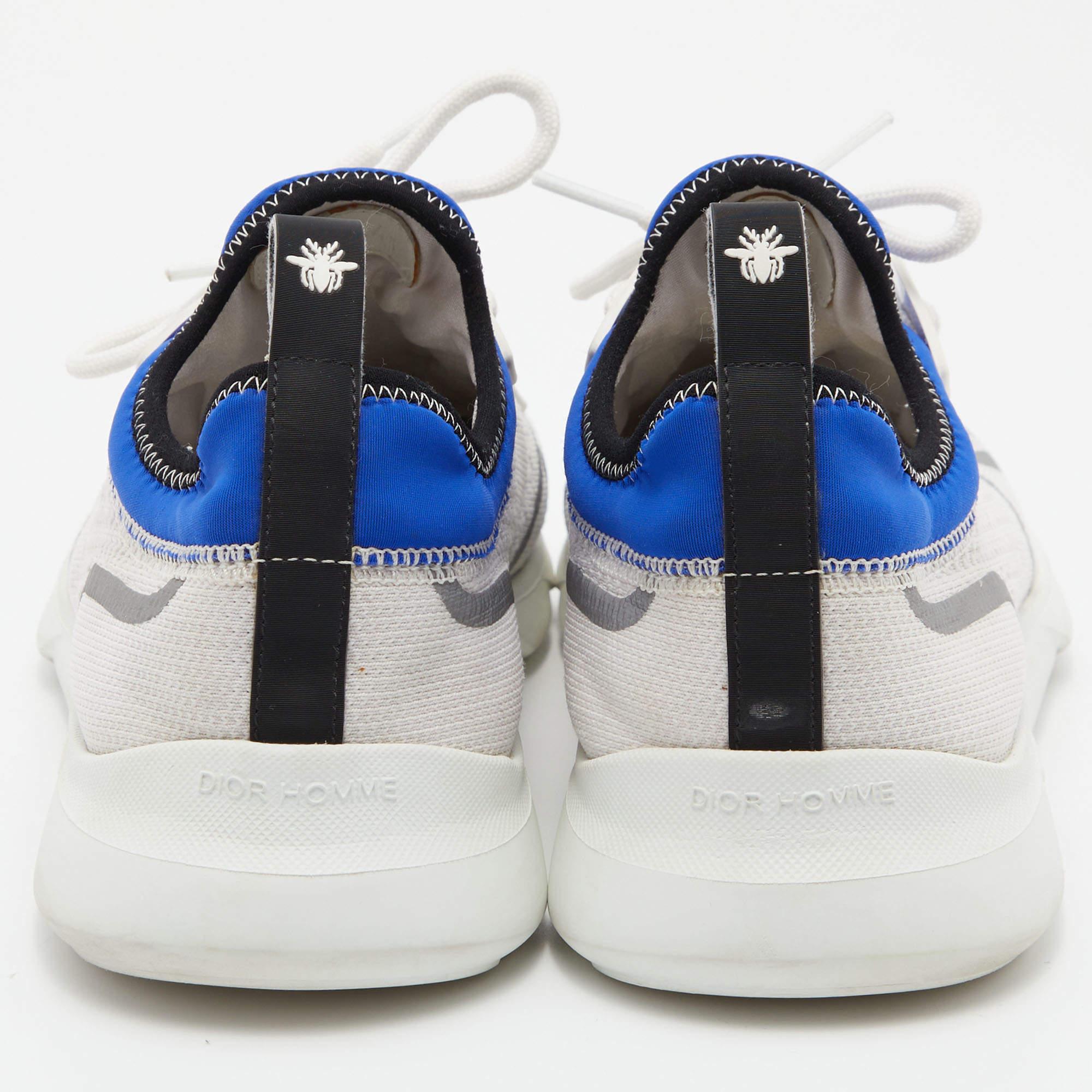 Dior Homme White/Blue Knit Fabric and Neoprene B21 Neo Sneakers Size 41 1