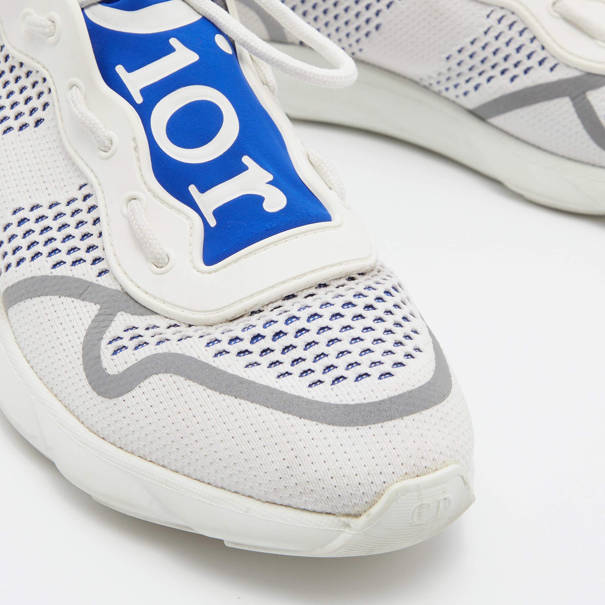 Dior Homme White/Blue Knit Fabric and Neoprene B21 Neo Sneakers Size 41 2