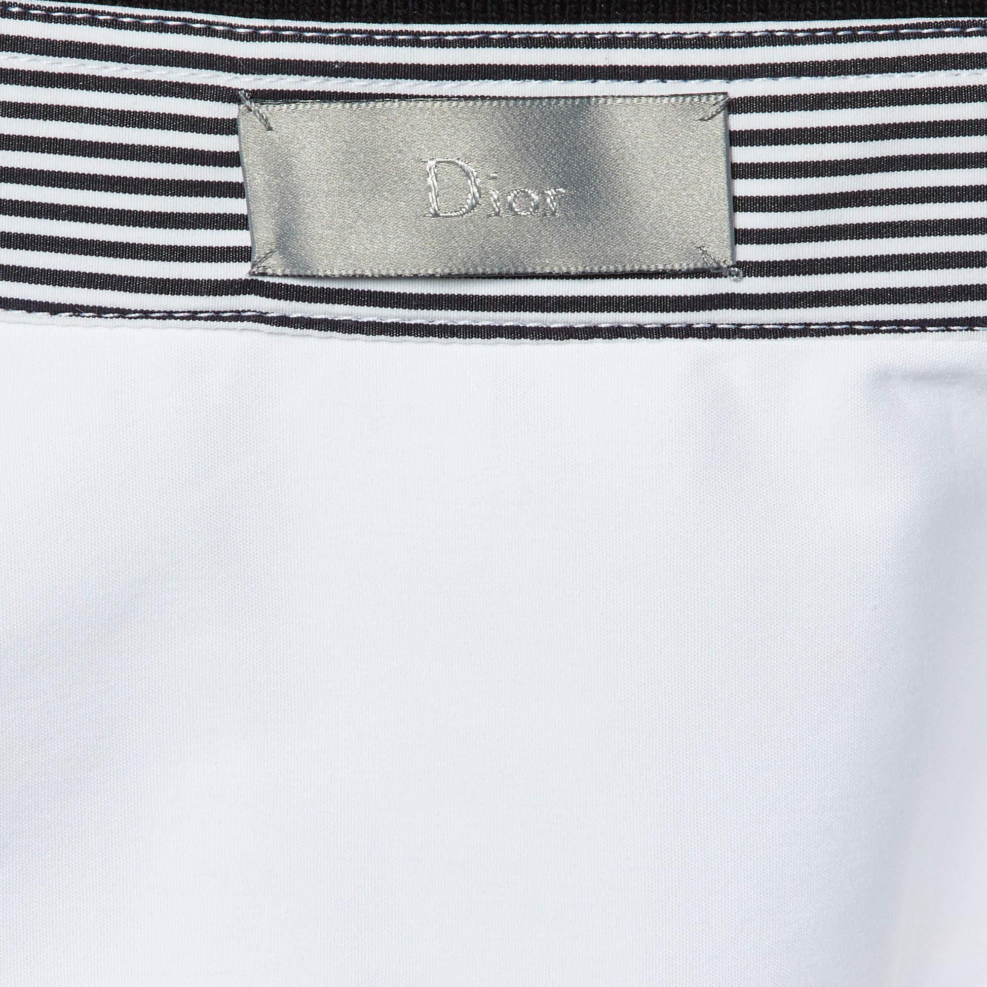 Dior Homme White Bug Embroidered Cotton Shirt M In Good Condition In Dubai, Al Qouz 2