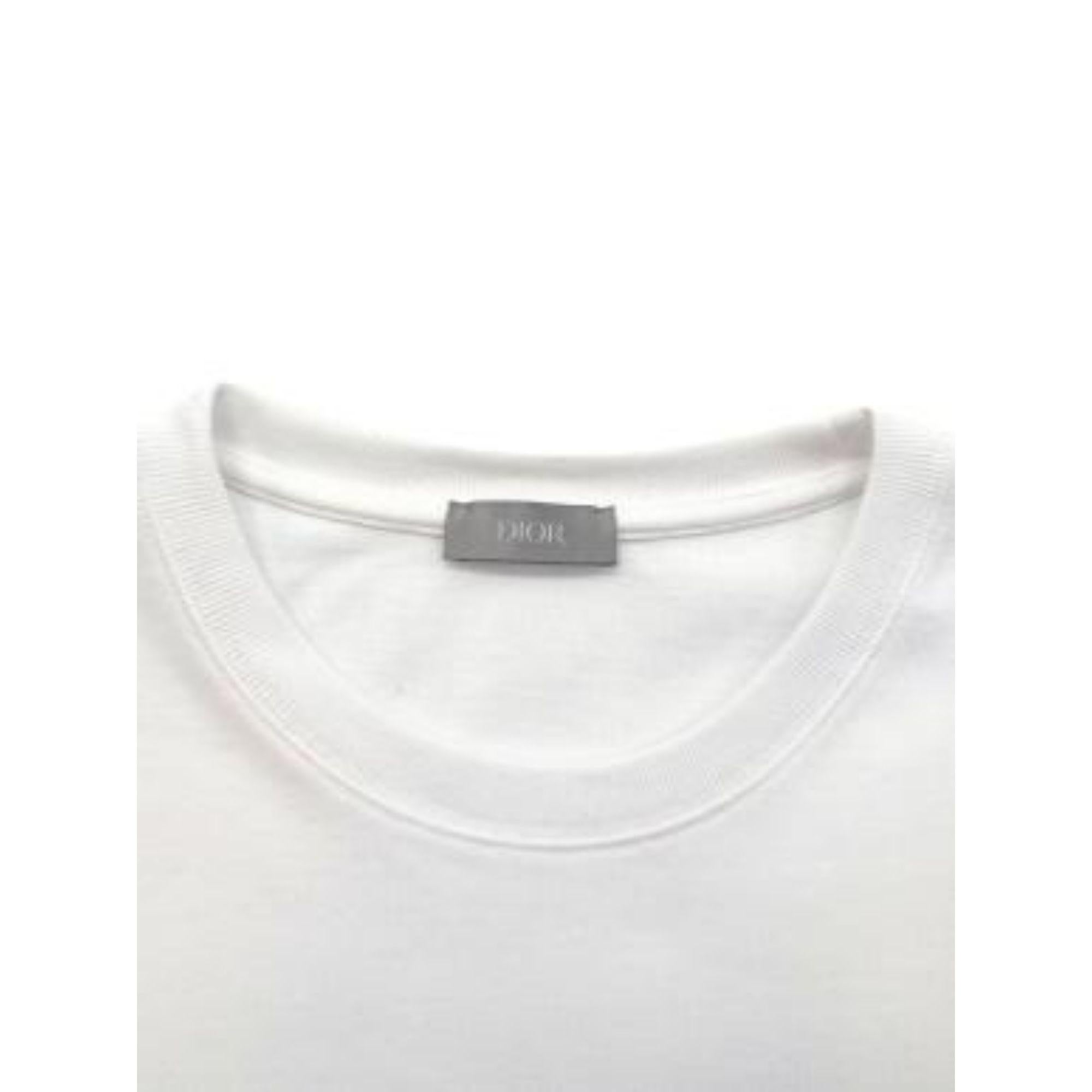 Dior Homme White CD Embroidered Cotton T-shirt For Sale 3