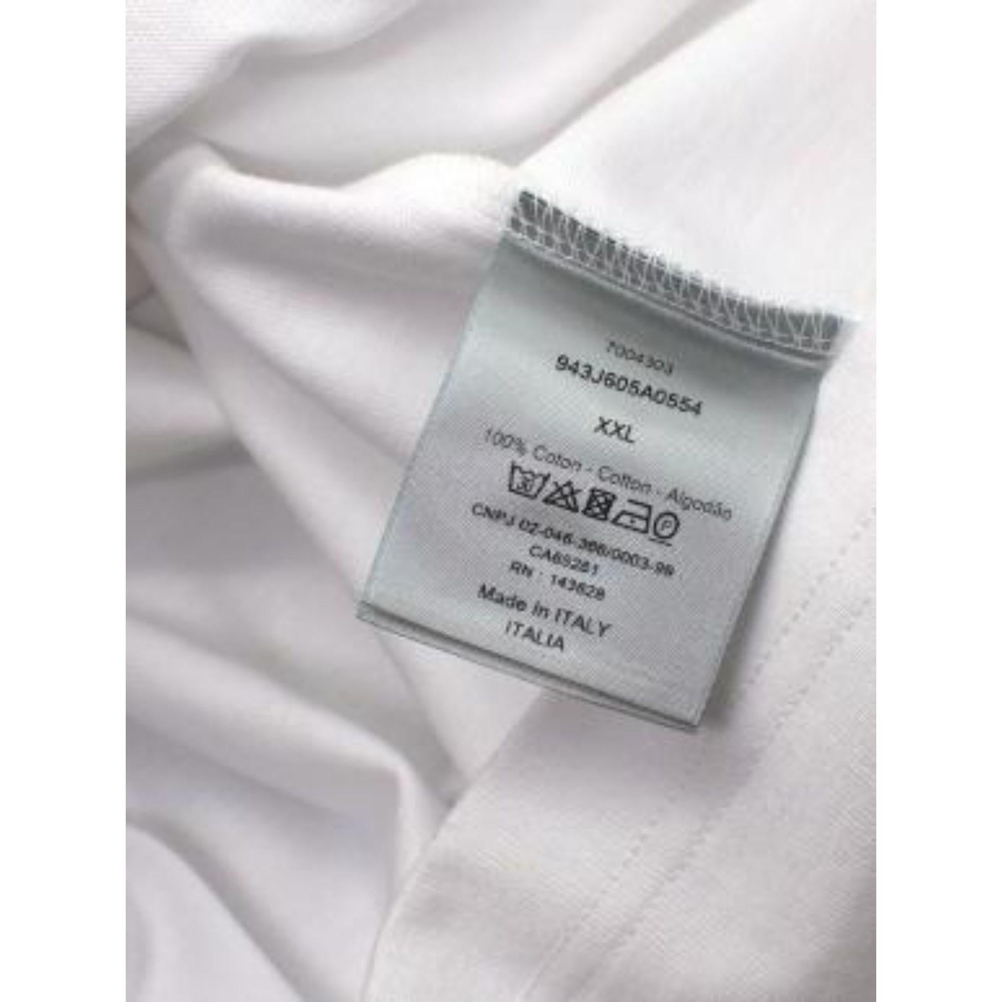 Dior Homme White CD Embroidered Cotton T-shirt For Sale 4