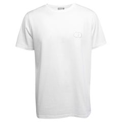Dior Homme White CD Icon Cotton Crew Neck T-Shirt XL