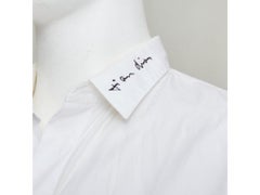 DIOR HOMME white cotton black scribble embroidered collar dress shirt EU39 M