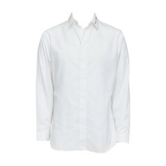DIOR HOMME white cotton black scribble embroidered collar dress shirt EU39 M
