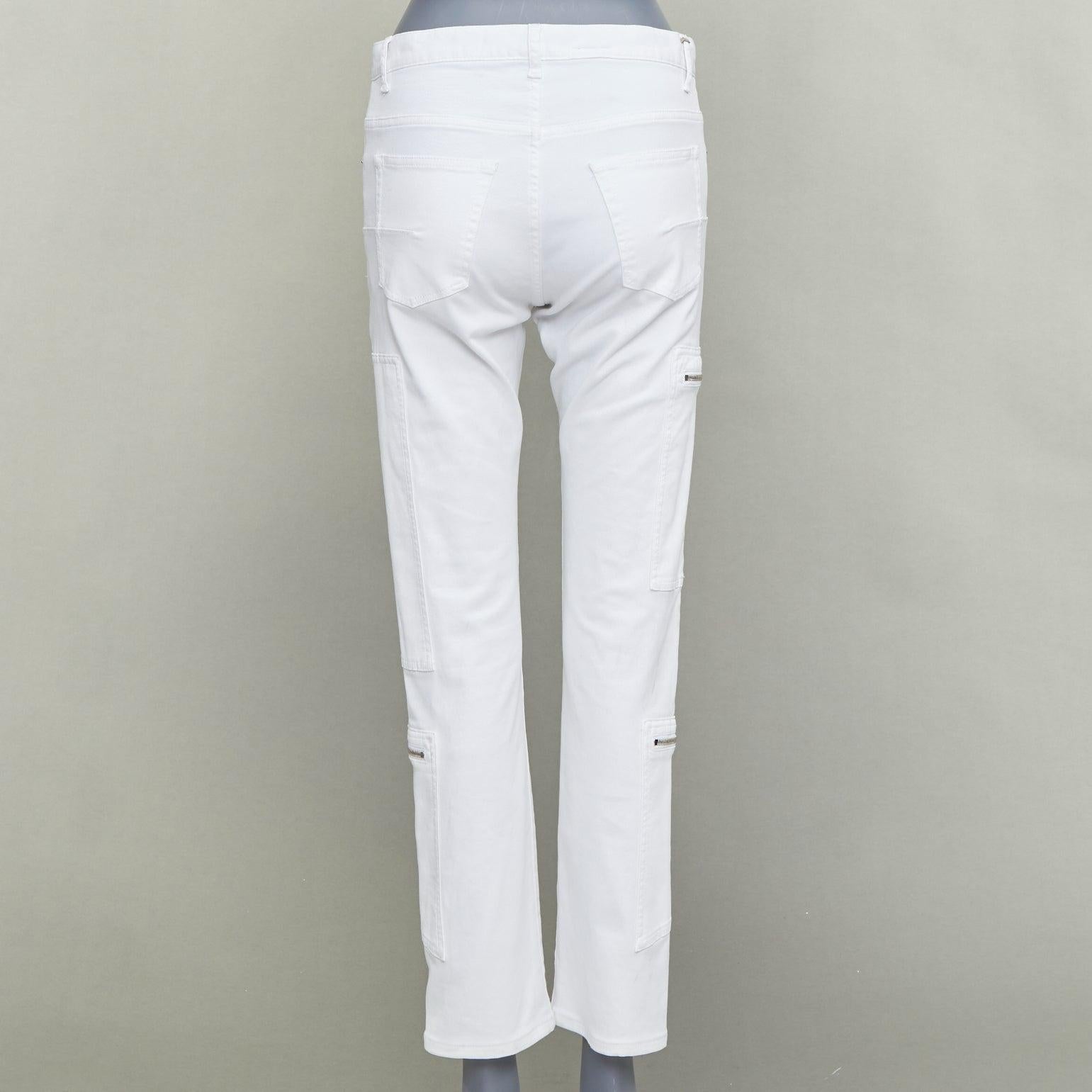 De los hombres DIOR HOMME vaqueros rectos bolsillos cargo mezcla de algodón blanco con cremallera plateada 29 en venta