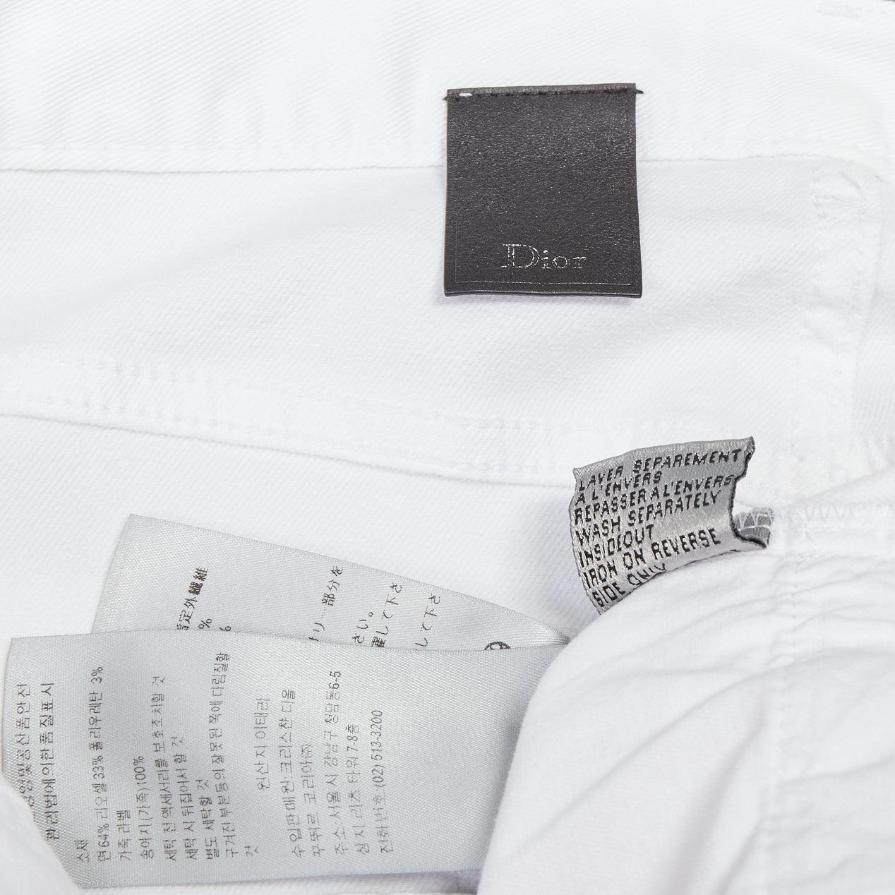 DIOR HOMME vaqueros rectos bolsillos cargo mezcla de algodón blanco con cremallera plateada 29 en venta 3