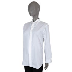 DIOR HOMME white cotton LOGO EMBROIDERED Button-Up Shirt 37 S
