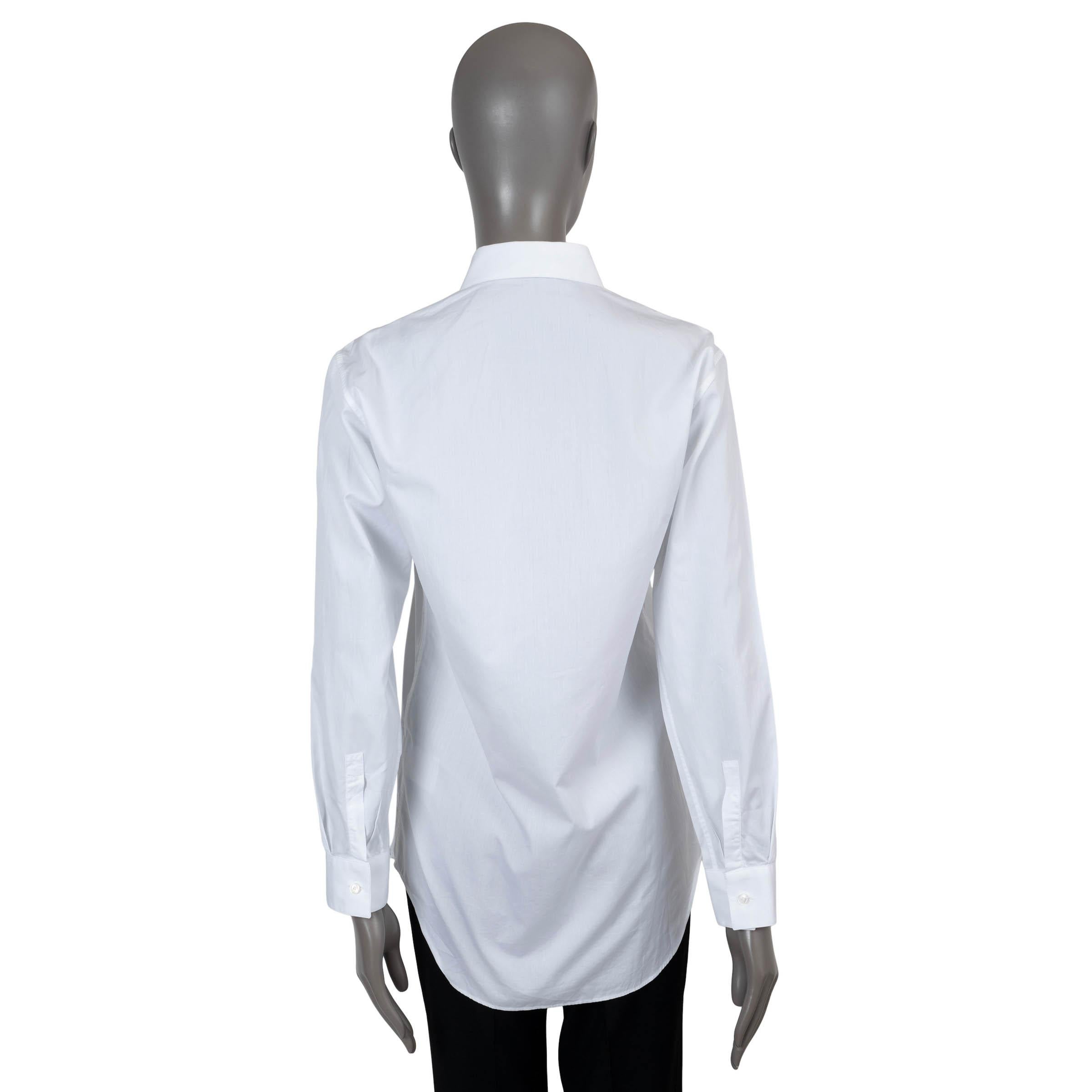Gray DIOR HOMME white cotton LOGO EMBROIDERED Button-Up Shirt 37 S For Sale