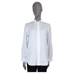 DIOR HOMME white cotton LOGO EMBROIDERED Button-Up Shirt 37 S