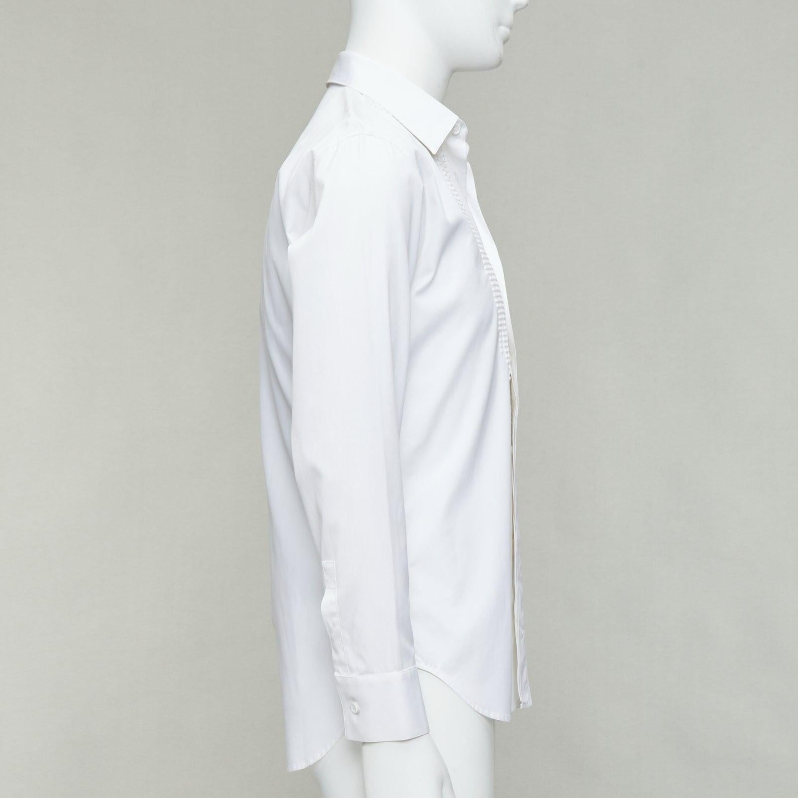 DIOR HOMME white cotton sequin applique front darted back shirt EU38 S In Good Condition For Sale In Hong Kong, NT
