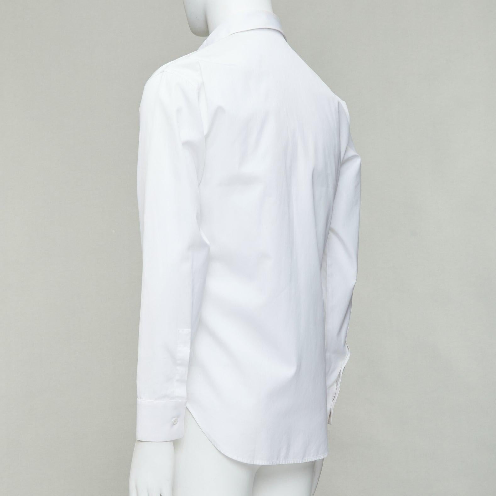 DIOR HOMME white cotton sequin applique front darted back shirt EU38 S For Sale 1