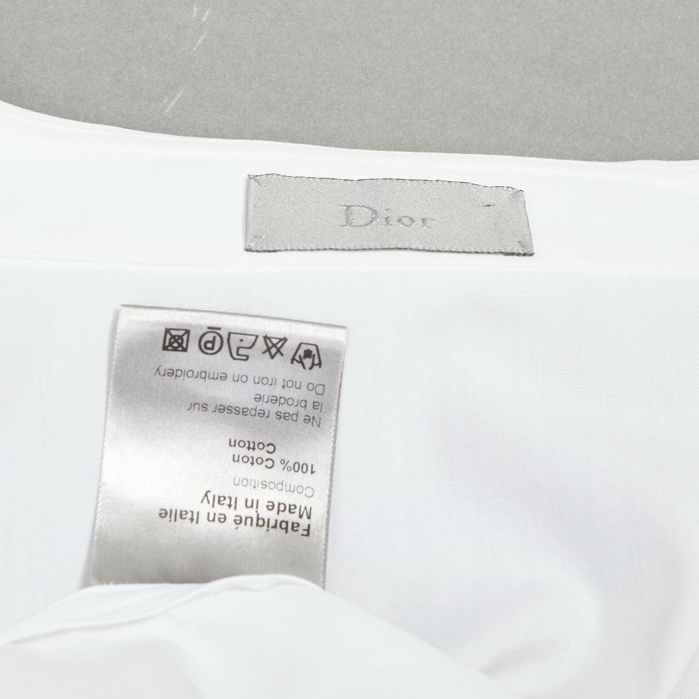 DIOR HOMME white cotton sequin applique front darted back shirt EU38 S For Sale 3