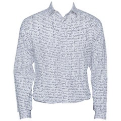 Dior Homme White Handwriting Print Cotton Long Sleeve Shirt M