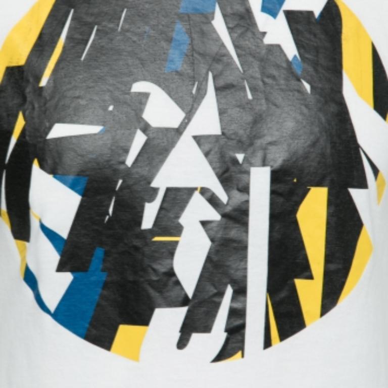 Dior Homme T-shirt à manches courtes et col rond imprimé blanc XS Bon état - En vente à Dubai, Al Qouz 2