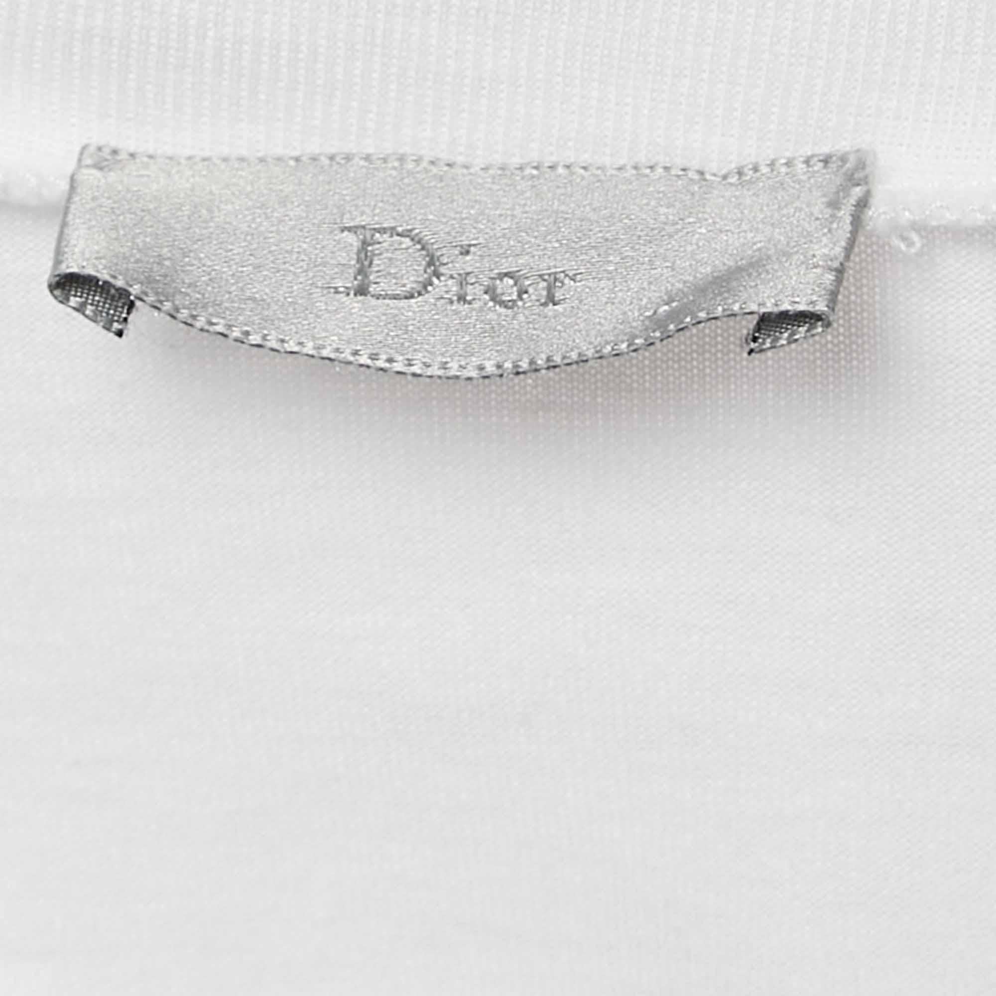 Dior HoMme T-shirt en jersey imprimé blanc XS Bon état à Dubai, Al Qouz 2