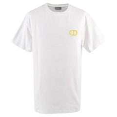 Dior Homme White & Yellow CD Embroidered Cotton T-shirt