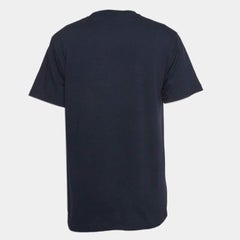 Dior Homme X Air Jordan Navy Blue Embroidered Cotton Half Sleeve T-Shirt M